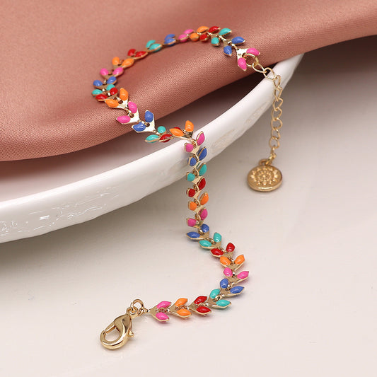 Multicolour Epoxy Good Droplet Chain Bracelet