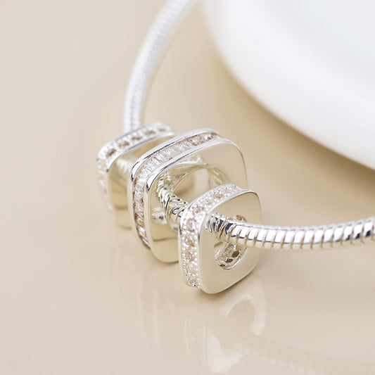 Silver Plated Crystal Rings On Snake Bracelet