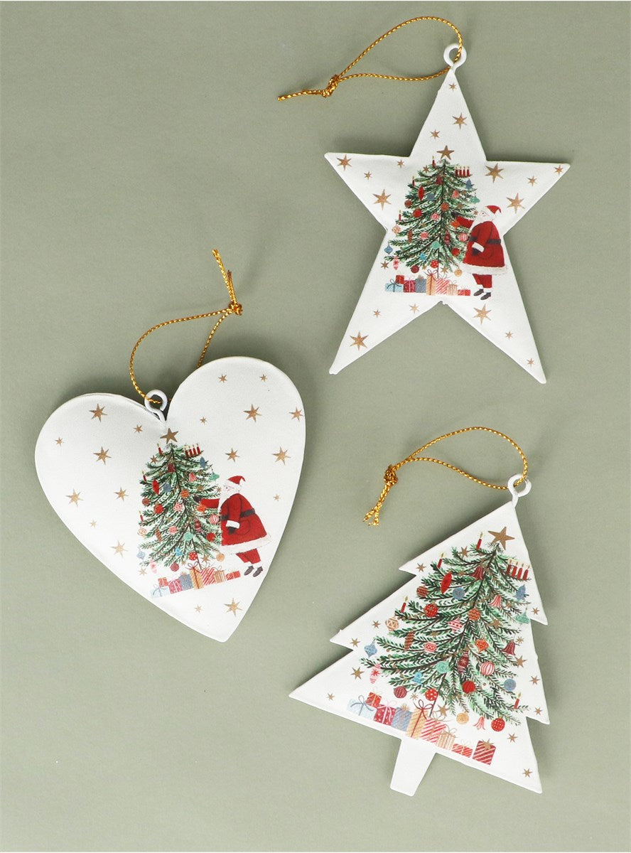 Hanging Decorations | Nostalgia Santa & Tree Heart, Tree and Star