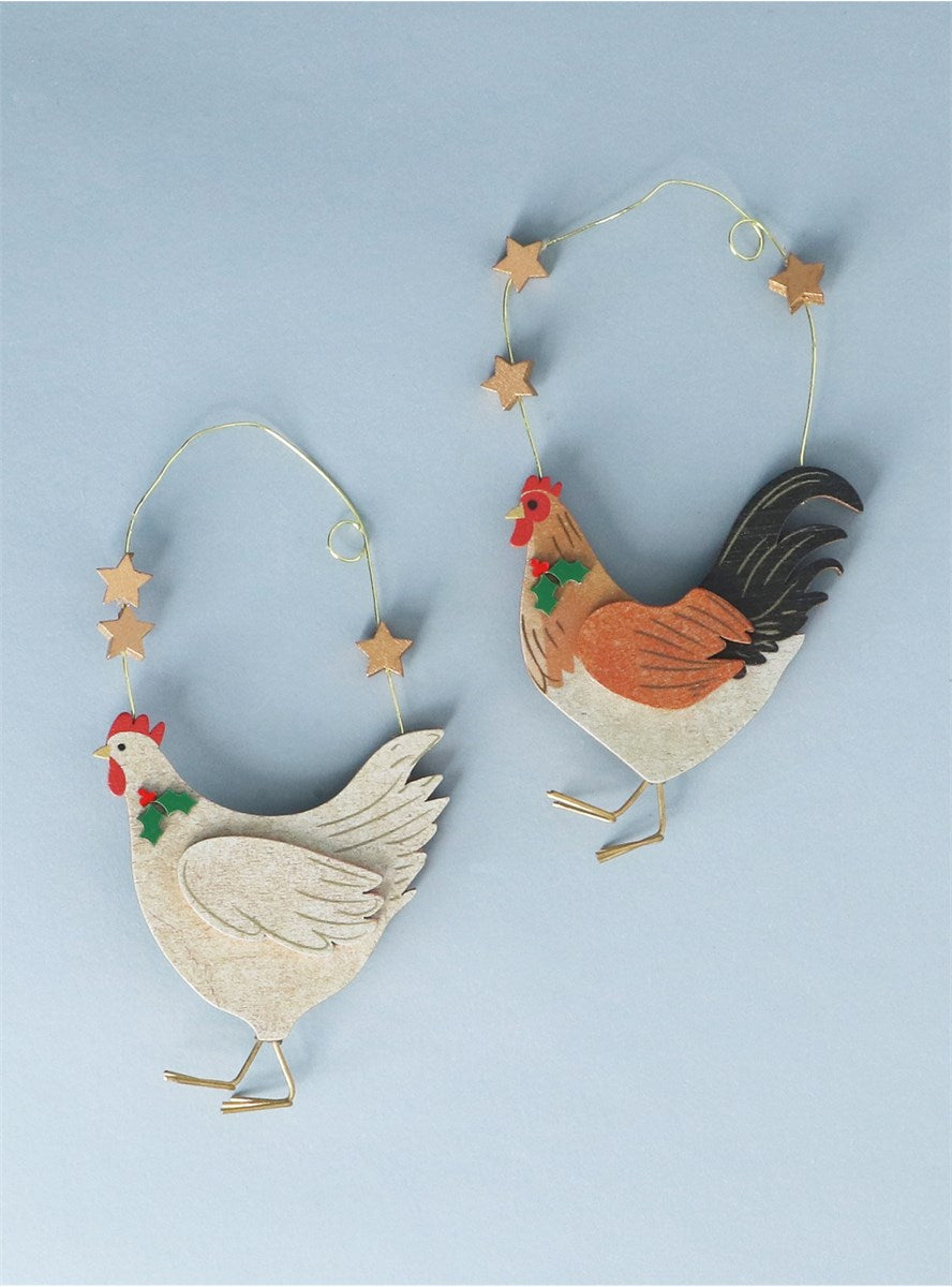 Wood Hen Decoration