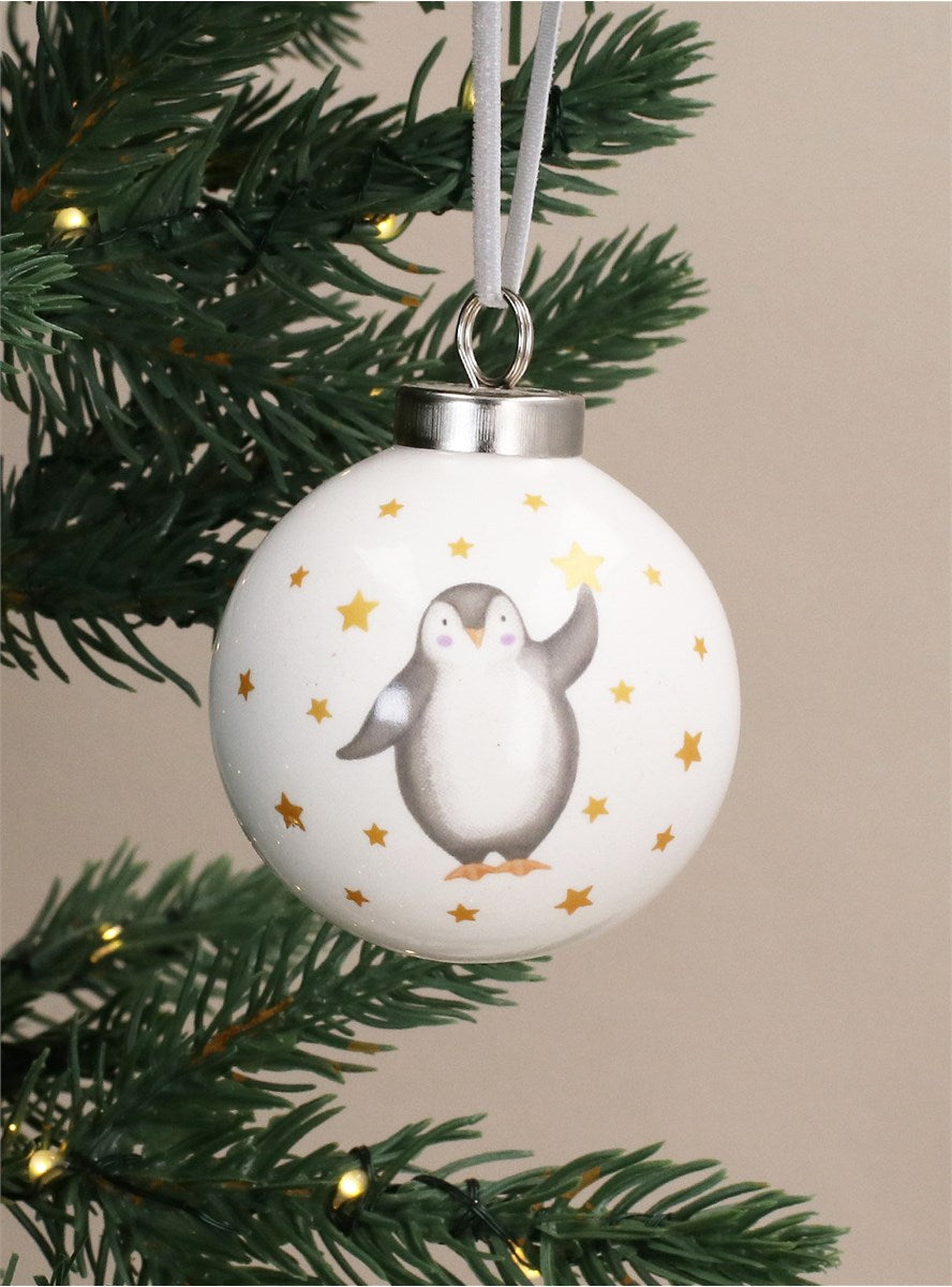 Babys 1st Christmas Penguin Ceramic Ball Decoration