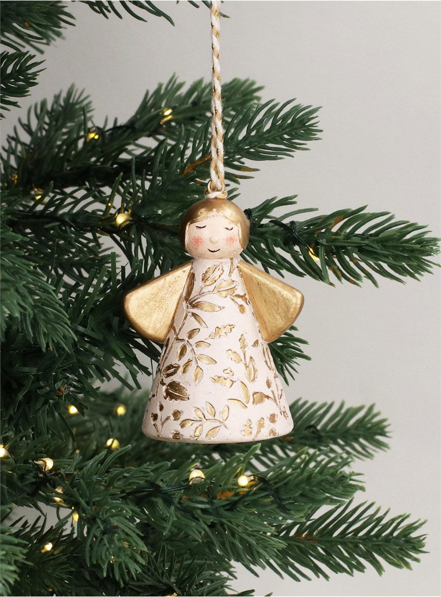 Resin Angel With Gold Pattern & Wings Decoration