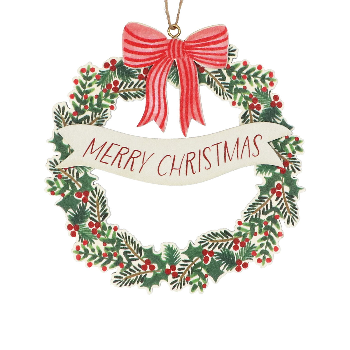 Merry Christmas Wreath | Wood Decoration | 10cm