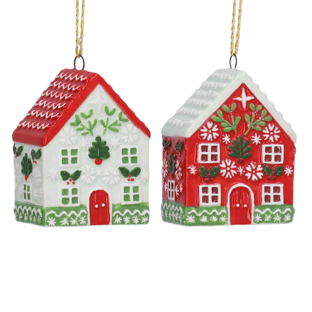 Painted Gingerbread Houses | Hanging Decorations