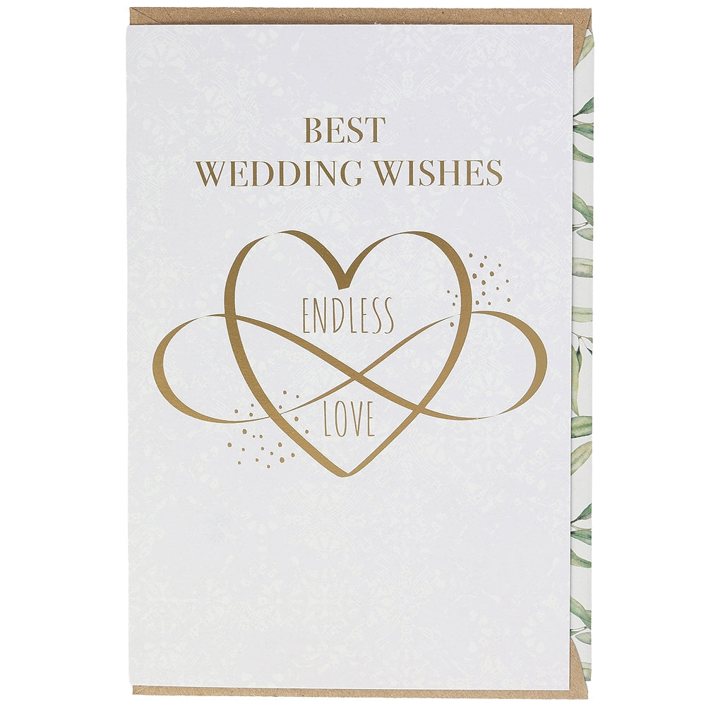 Greeting Card “Best Wedding Wishes” – With Gold Foil Heart