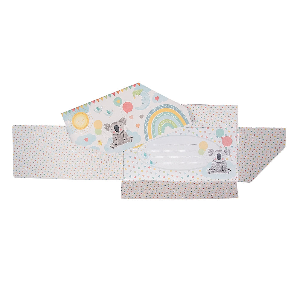Gift Voucher Envelope New Baby Koala Rainbow Blue Home Made Beautiful