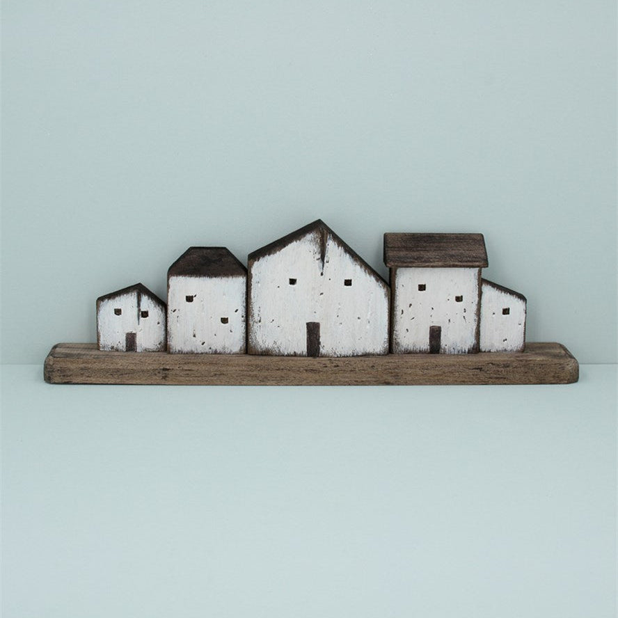 White Wash Large Rustic 5 Cottage Wood Ornament