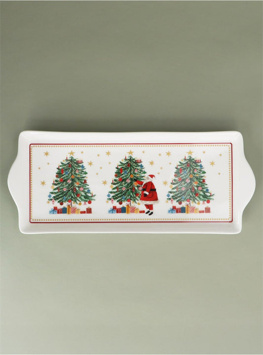 Nostalgia Santa/Tree New Bone China Rectangular Tray
