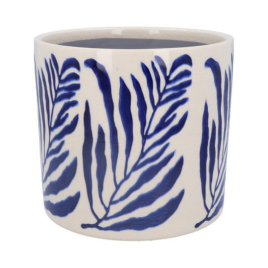Navy Branch Ceramic Pot Cover | Lge