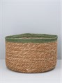 Green Trim Natural Woven Lined Tub Basket S/3