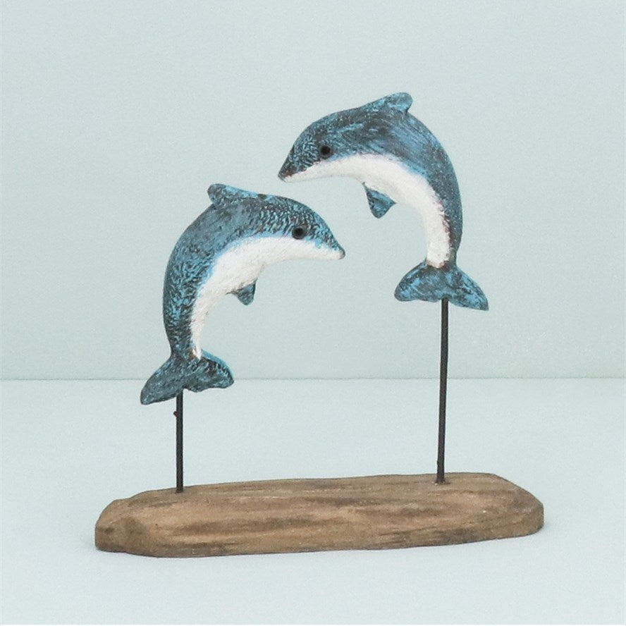 Rustic Wood Dolphin Duo Ornament