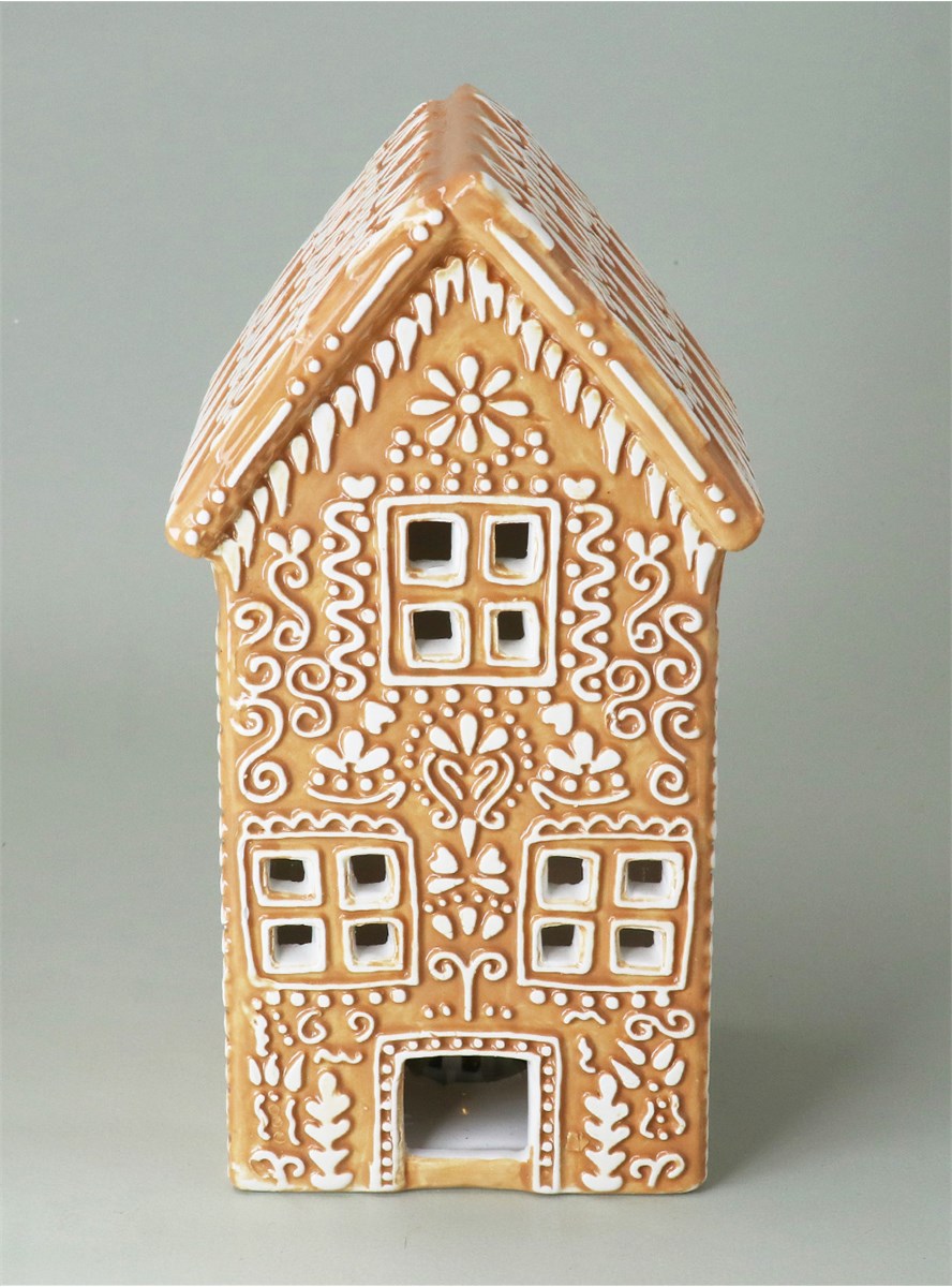 Ceramic LED Light Up Gingerbread Town House