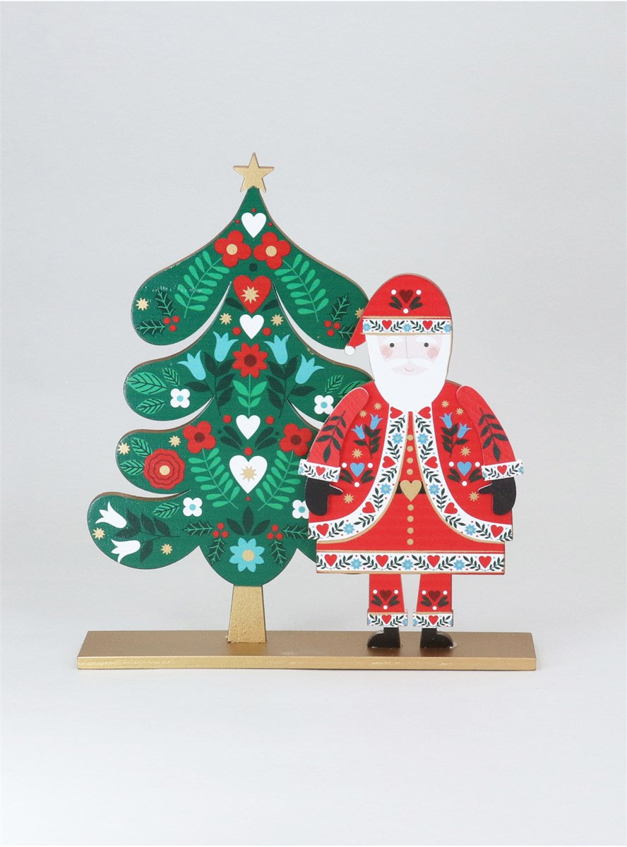 Alpine Wood Santa With Tree Ornament