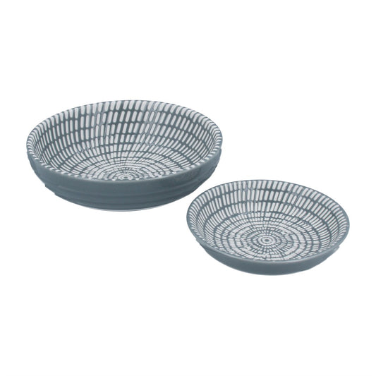 Grey Porcelain Dash Round Trinket Dish
