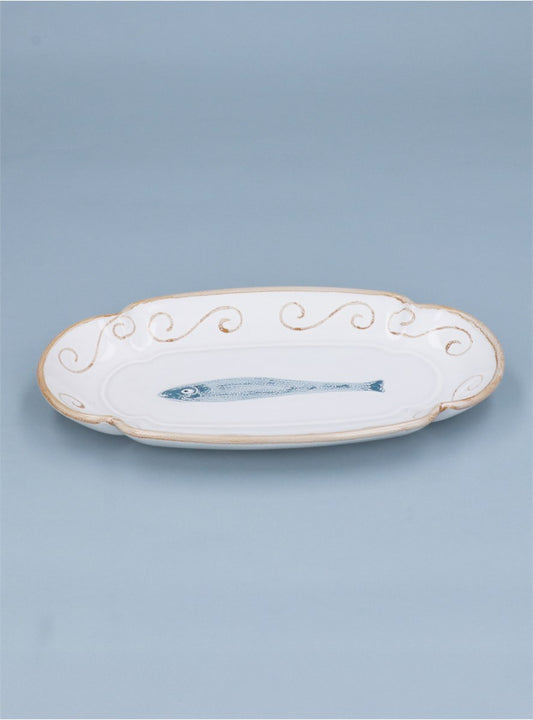 Fish Fluted Stoneware Oval Plate