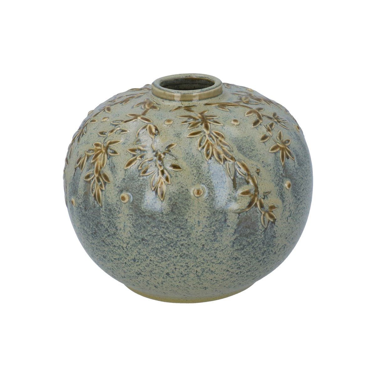 Verdigris Reactive Ceramic Vine Dec Ball Vase