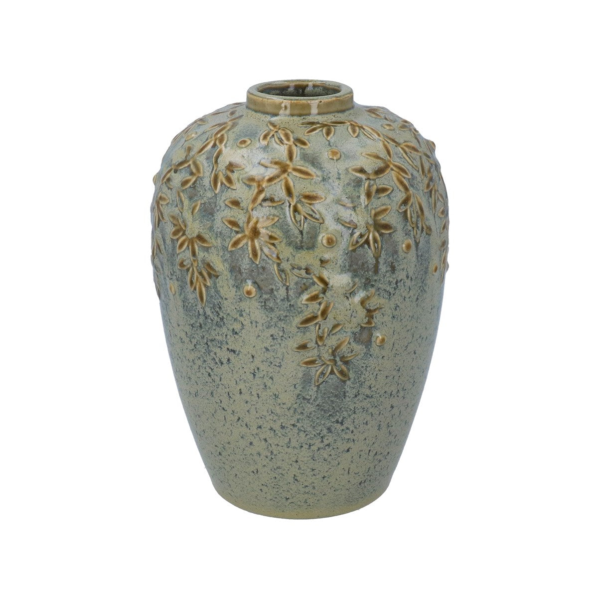 Verdigris Reactive Ceramic Vine Dec Vase Small