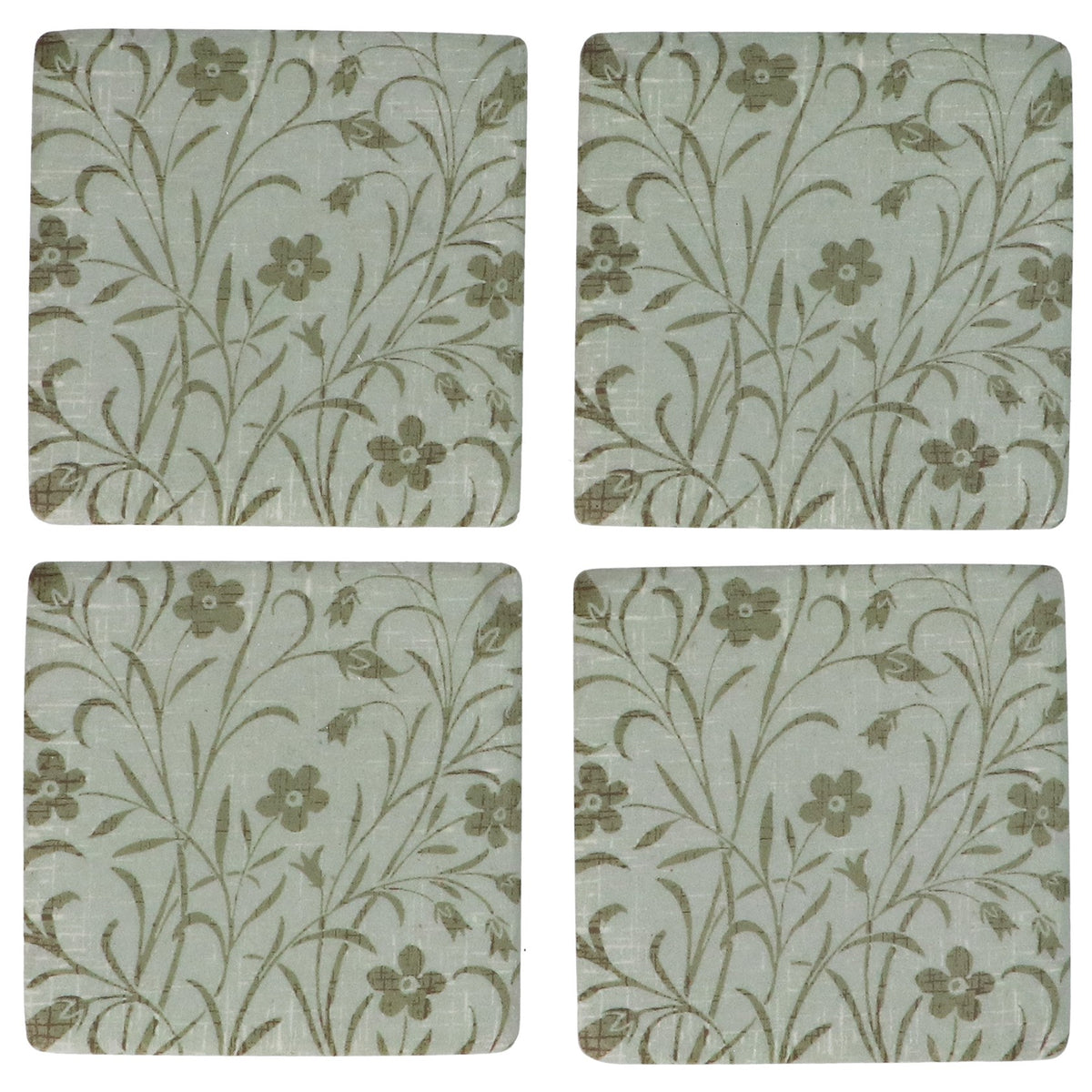 Sage Green Floral Resin Coaster
