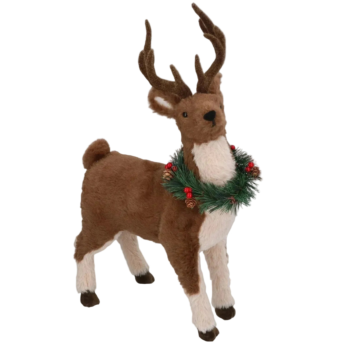 Fabric Stag With Wreath 50cm