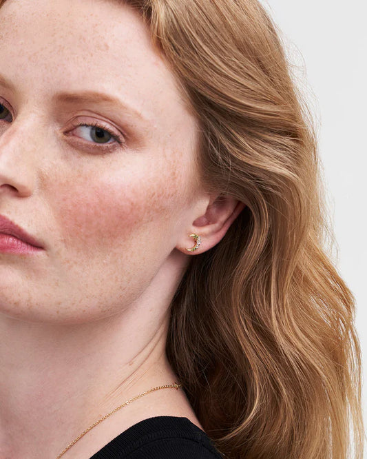 Nightshade Moon Stud Earrings | Gold