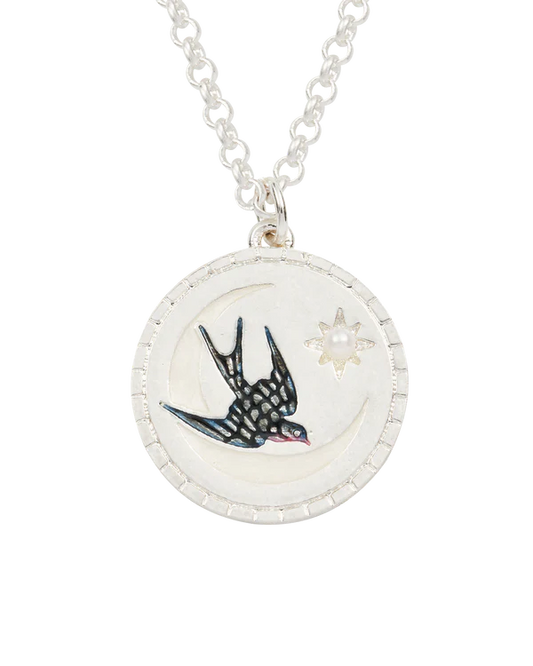 Swallow Spirit Guide Pendant Necklace | Silver