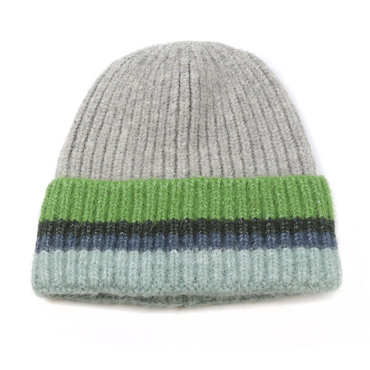 Denim/Grey/Green Multi Stripe Beanie Hat