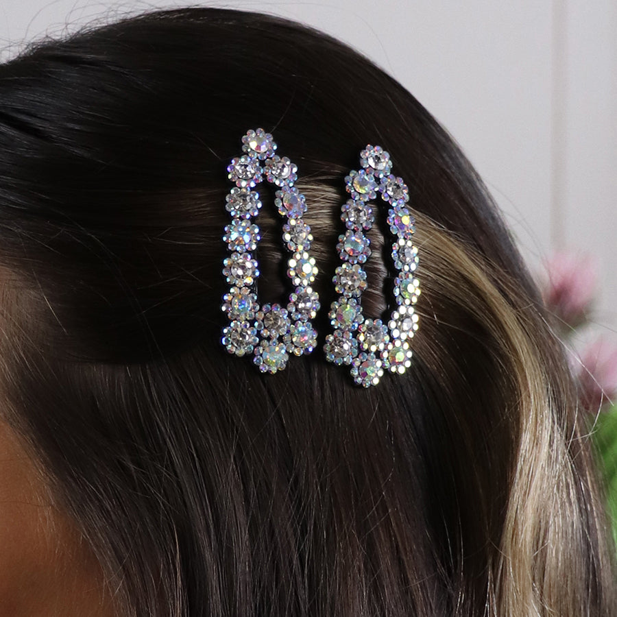 Clear Crystal Embellished Snap Hair Slides
