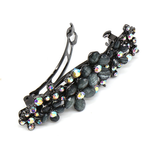 Smokey Grey Crystal Embellished Floral Hair Slide