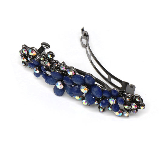 Blue Crystal Embellished Floral Hair Slide