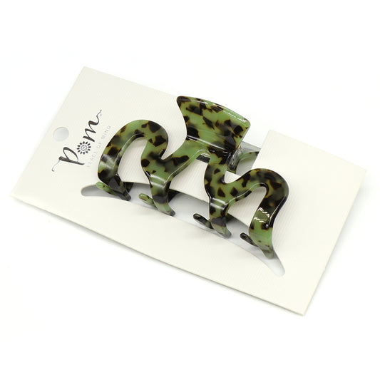 Olive Green Wave Acrylic Claw Clip