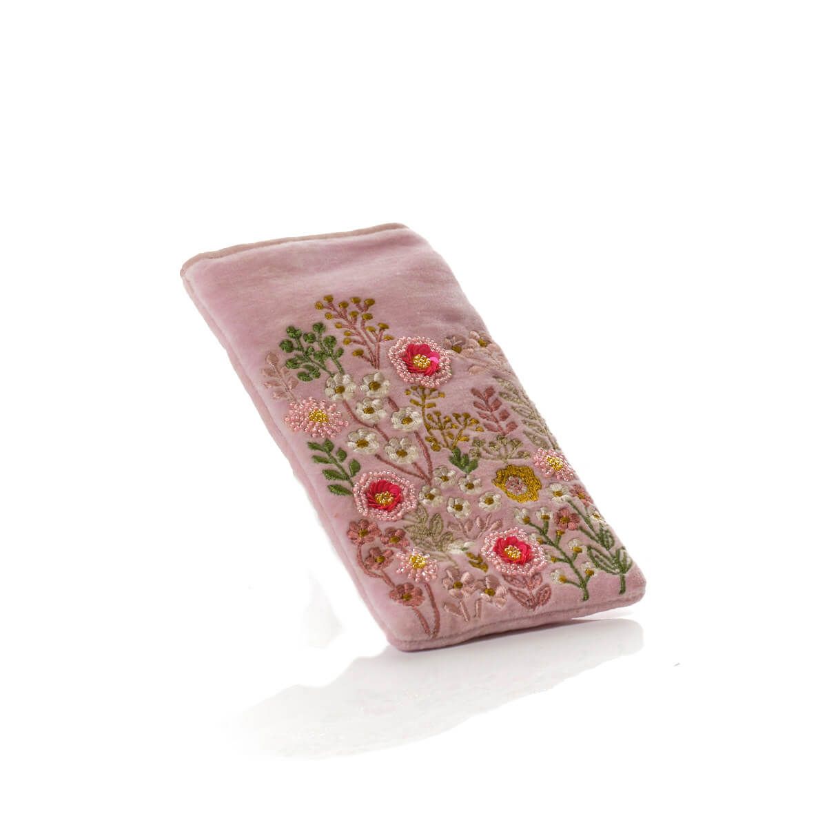 Ditsy Floral Velvet Fabric Embroidery Glasses Case