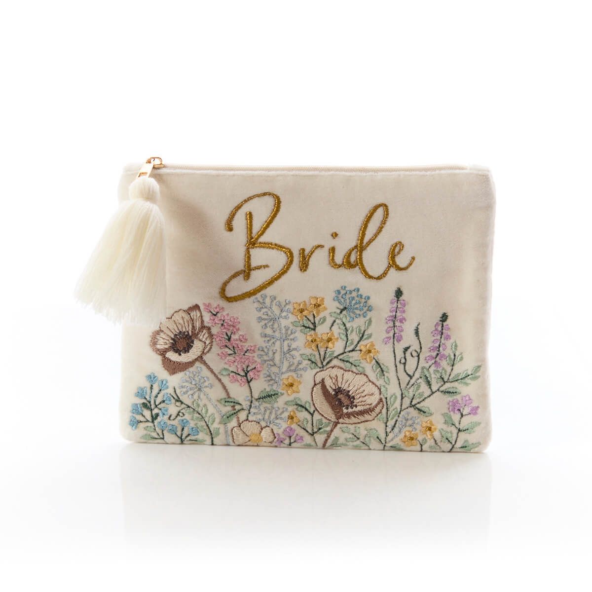 Bride | Embroidered Floral Tassel Pouch
