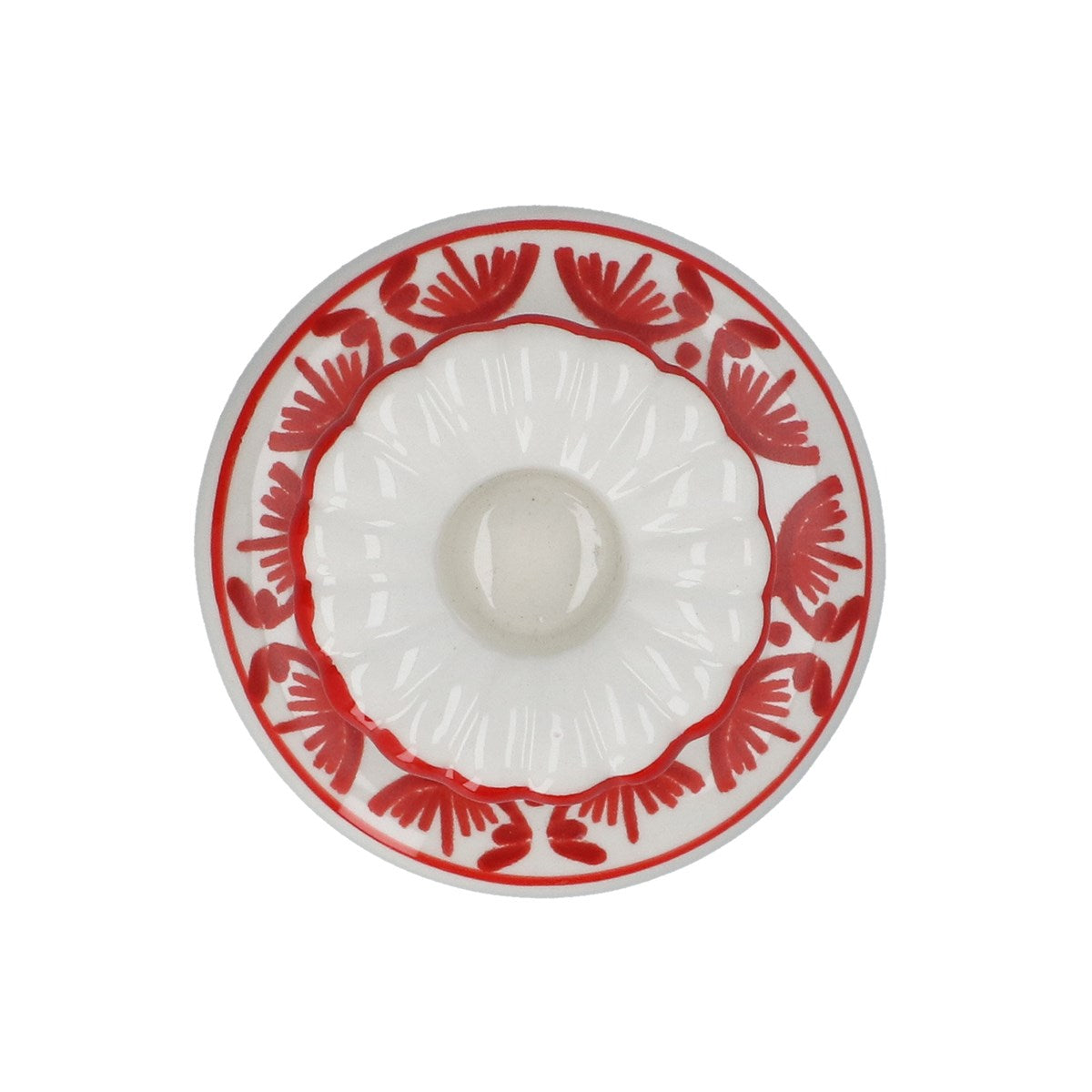 Red Folk Ceramic Short Candlestick