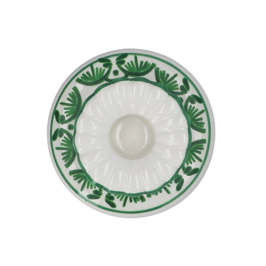 Green Folk Ceramic Short Candlestick