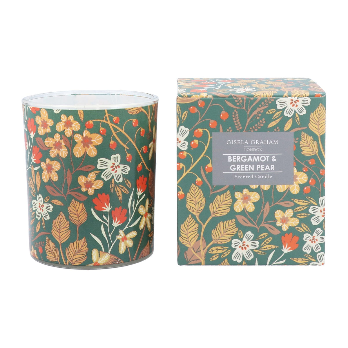 Teal Floral Scented Boxed Candle Pot