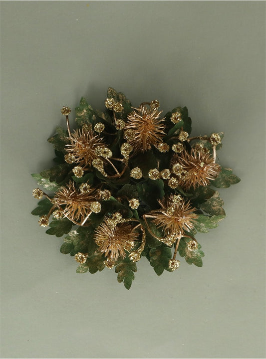 Candle Ring | Gold Sparkle Cone & Leaf