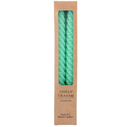 Box of 2 Taper Candles | Pastel Mint Green Twist