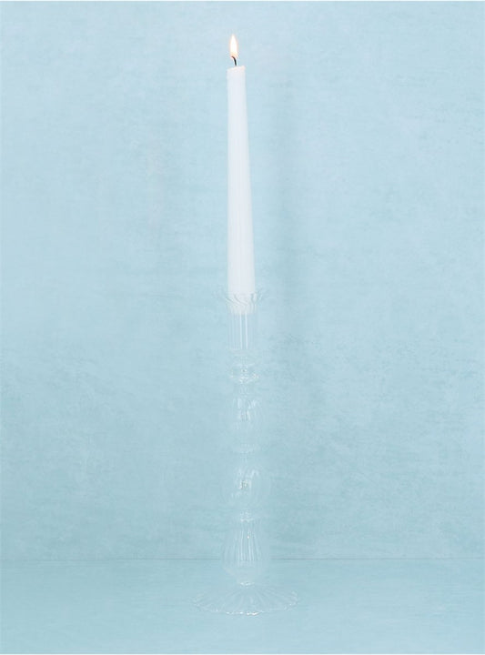 Clear Double Ball Glass Candle Stick