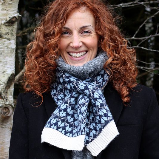 Navy & Cream Scandi Knit Pull Through Scarf