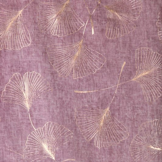 Mauve With Rose Gold Foil Ginko Leaf Scarf