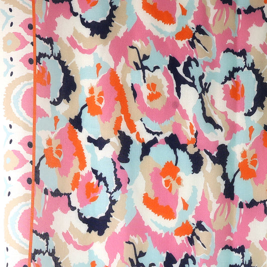 White|Coral Mix Abstract Print Recycled Poly Scarf