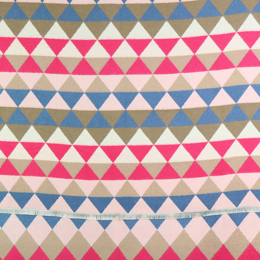 Blue and pink mix triangle print jacquard scarf