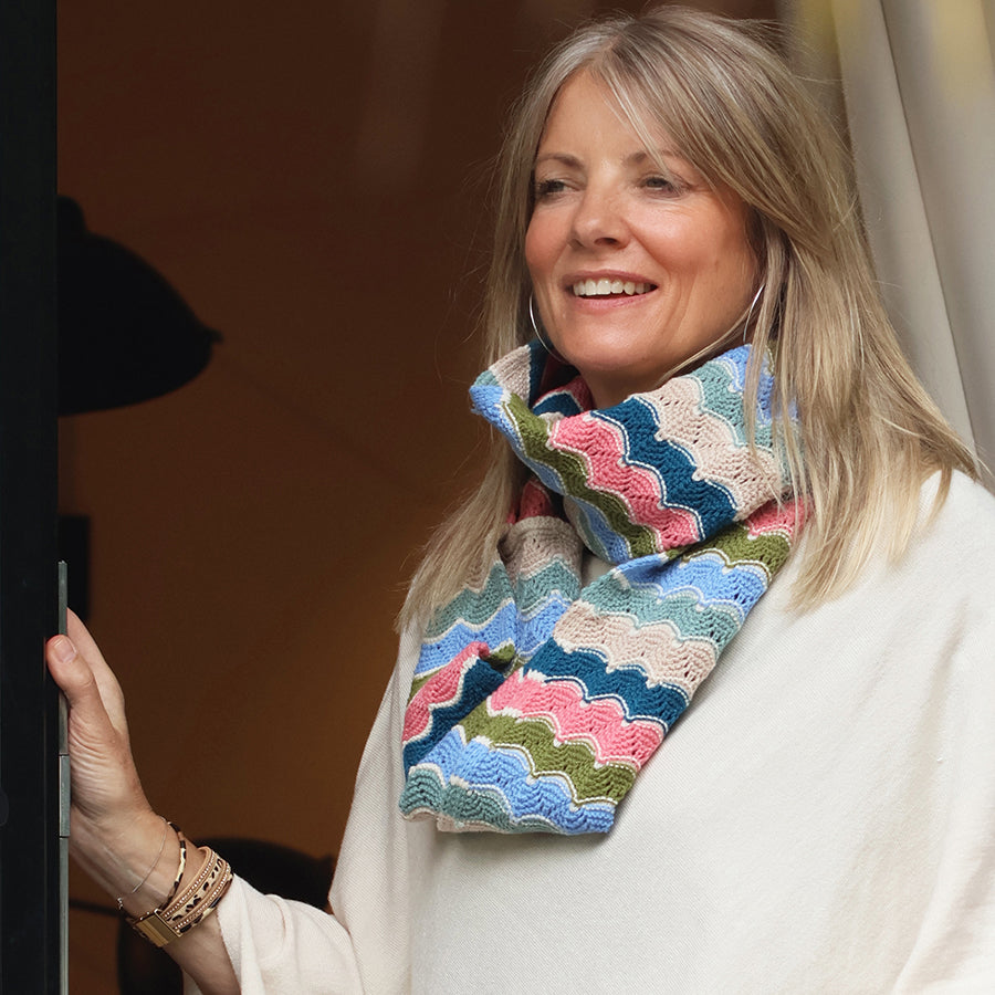 Muted Brights Summer Scallop Pattern Knitted Snood