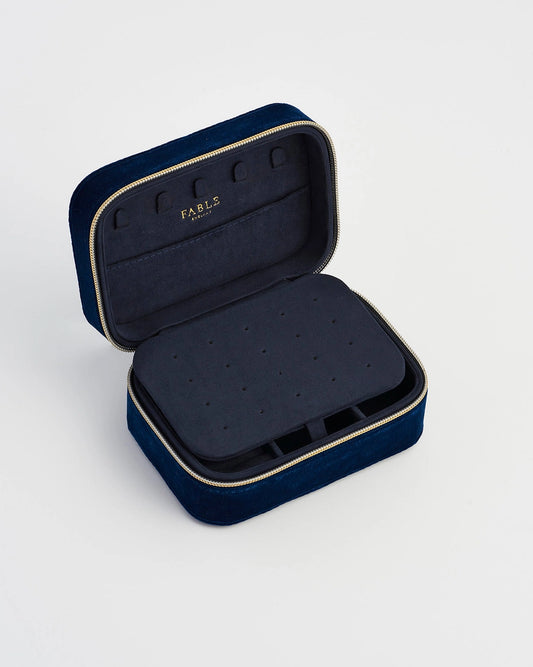 Rosy Posy Embroidered Blue Large Jewellery Box
