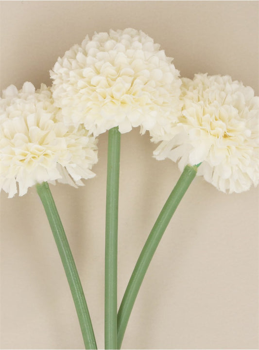 White Mini Ball Chrysanthemum Pick | Bunch 3