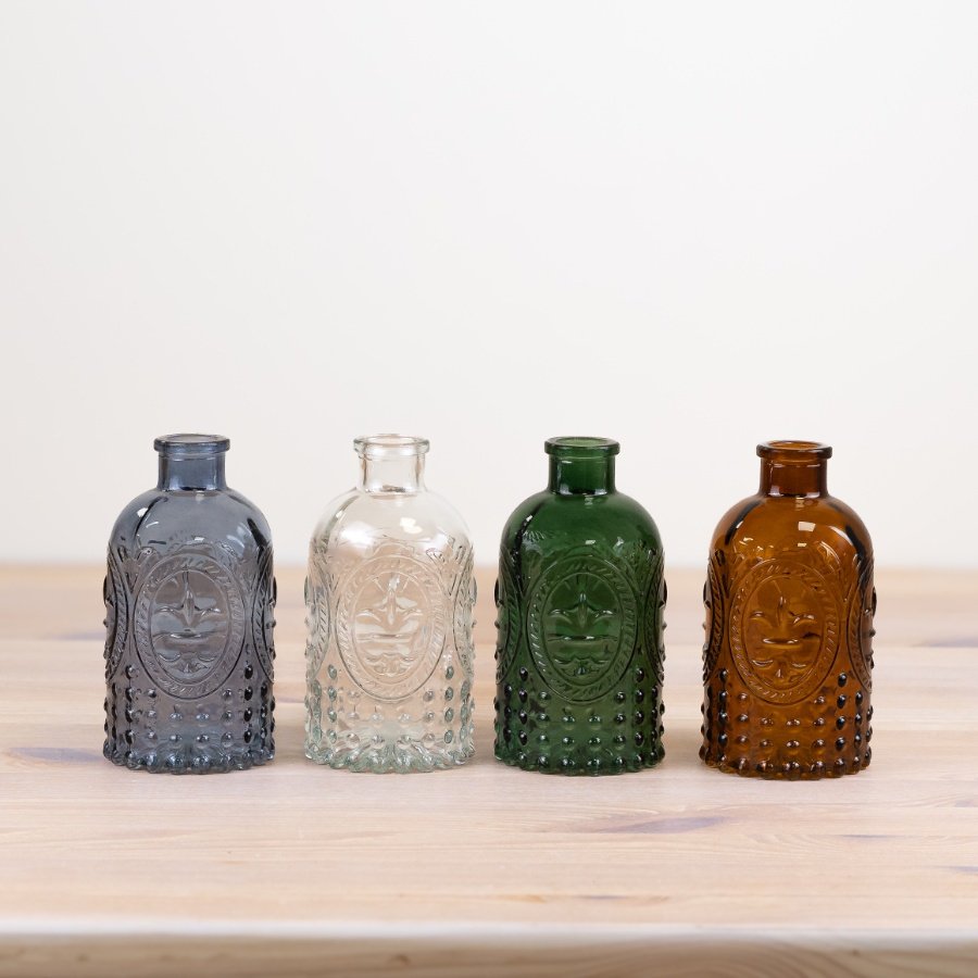 Fleur De Lis Bottle In Blue | 12.5cm