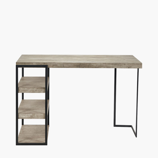 Jersey Concrete Effect Wood and Black Iron Desk