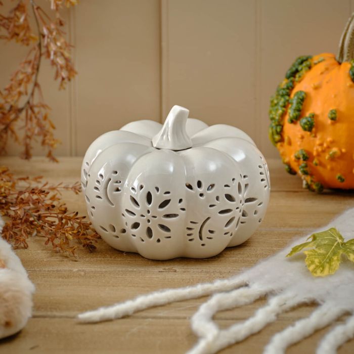 Harvest Pumpkin Cut Out Detail LED Ornament Lge