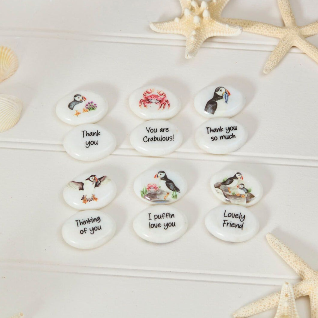 Puffin Marble Keepsake Double Sided Pebble