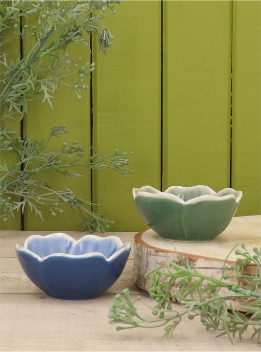Mini Bowls | Blue & Green Flower Shapes